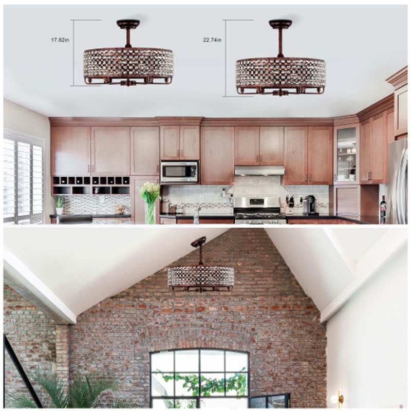 26.8" Crystal Shade Ceiling Fan With Remote Control