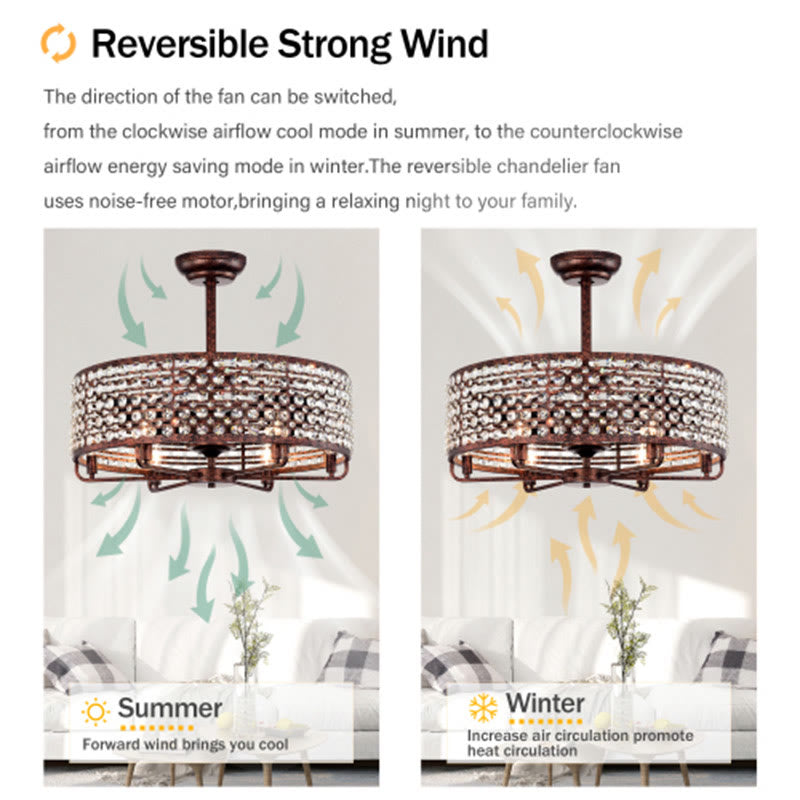 26.8" Crystal Shade Ceiling Fan With Remote Control