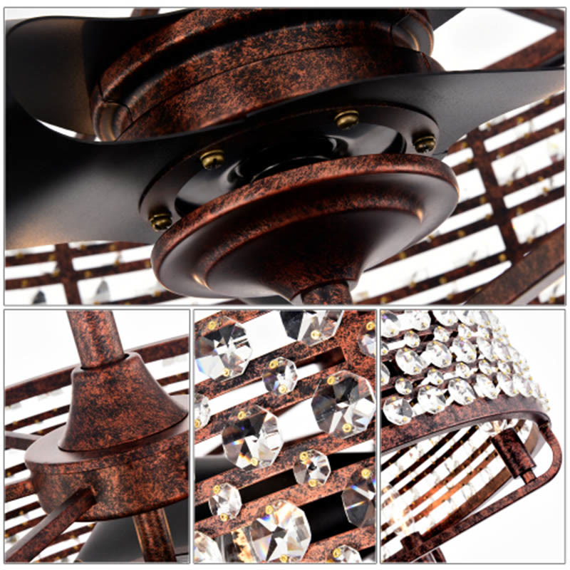 26.8" Crystal Shade Ceiling Fan With Remote Control