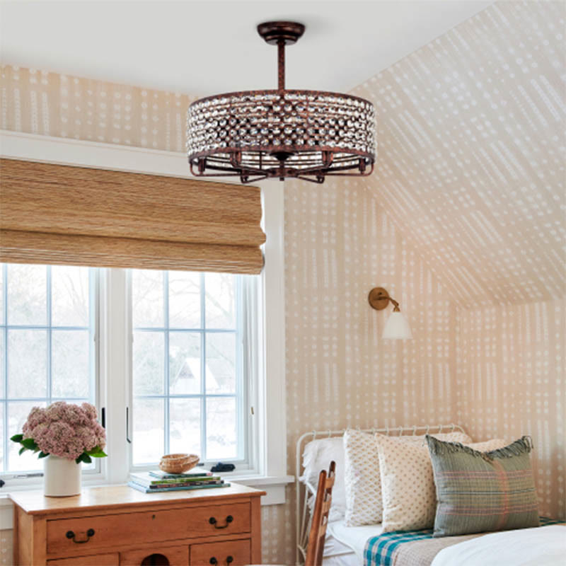 26.8" Crystal Shade Ceiling Fan With Remote Control - 31.50"W x 31.50"L x 15.94"H - image 0