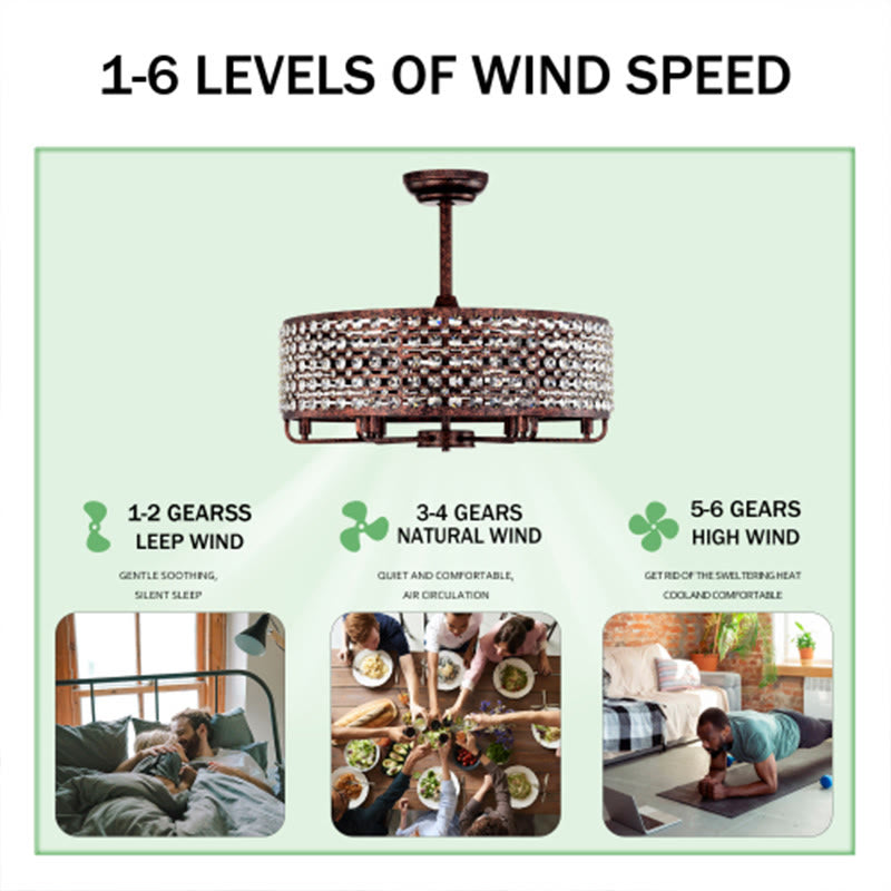 26.8" Crystal Shade Ceiling Fan With Remote Control