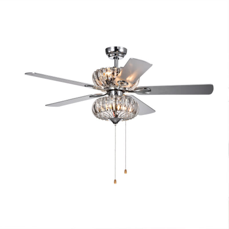 Crystal Chandelier Fan With Dual Finish Reversible Blades