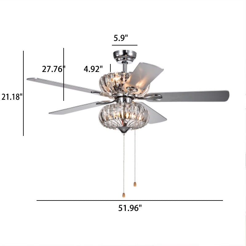 Crystal Chandelier Fan With Dual Finish Reversible Blades