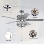 Crystal Chandelier Fan With Dual Finish Reversible Blades - image 6