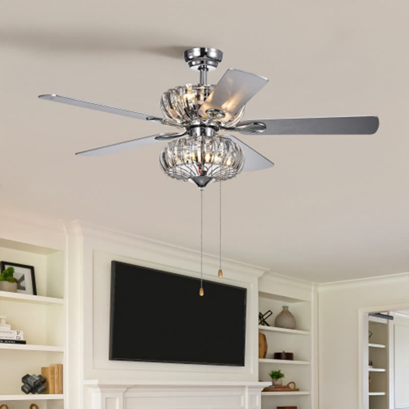Crystal Chandelier Fan With Dual Finish Reversible Blades - 29.93"W x 15.75"L x 14.96"H - image 0