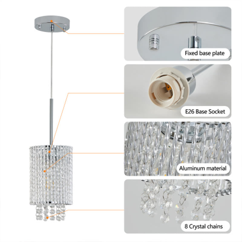 Modern Crystal Adjustable Pendant Light 3-pack  - image 6