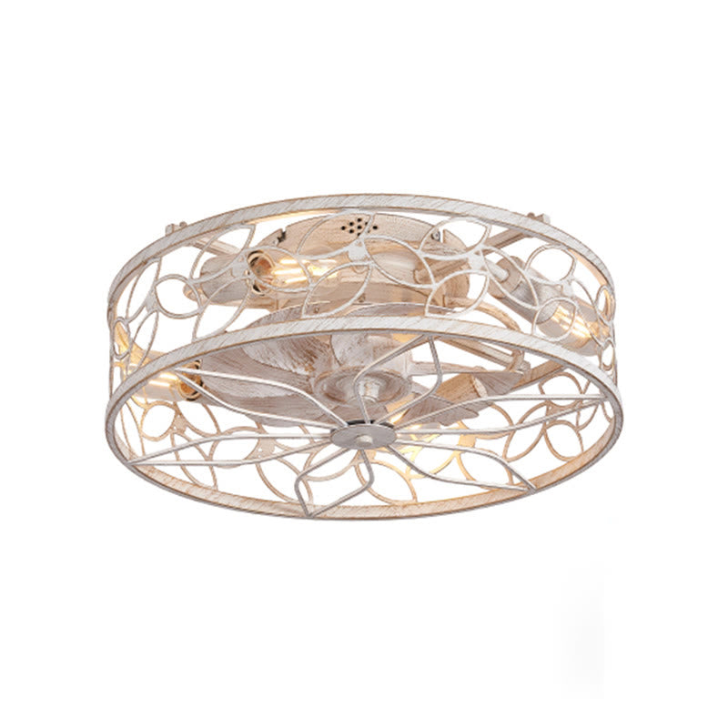 Black Vintage Caged Ceiling Fan Light - image 1
