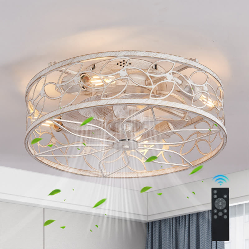 Black Vintage Caged Ceiling Fan Light - image 3