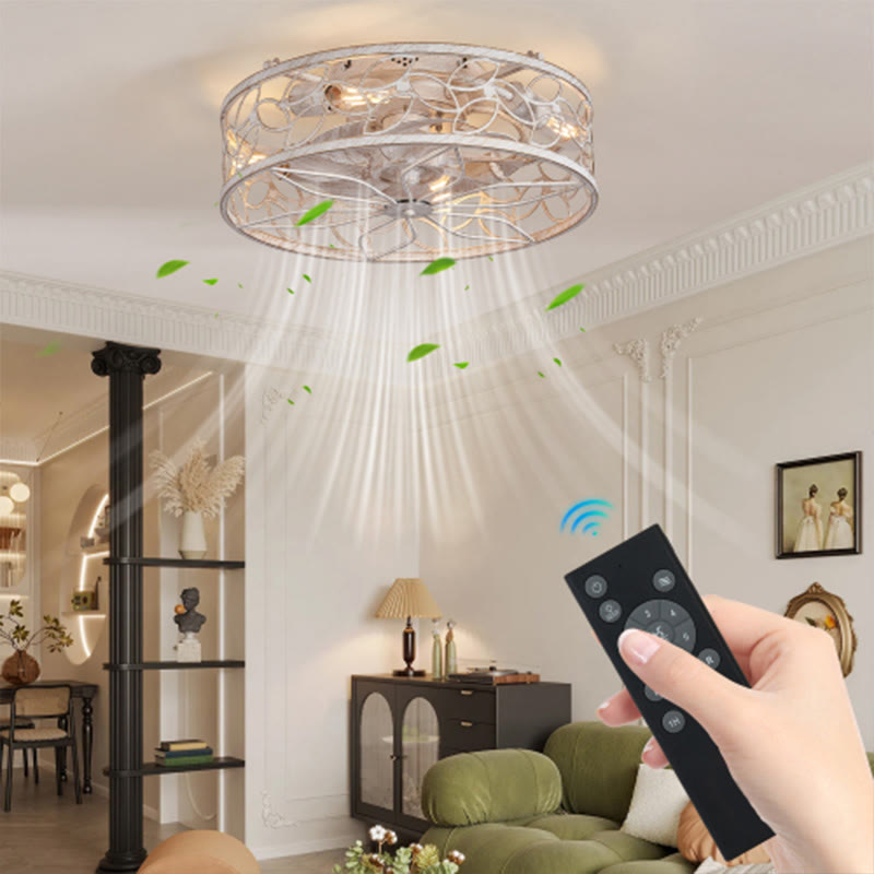 Black Vintage Caged Ceiling Fan Light - image 5