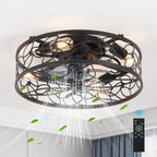 Black Vintage Caged Ceiling Fan Light - image 8