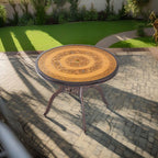Wood Grain Color Carved Outdoor Round Dining Table - image 0
