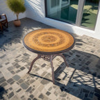 Wood Grain Color Carved Outdoor Round Dining Table - image 2
