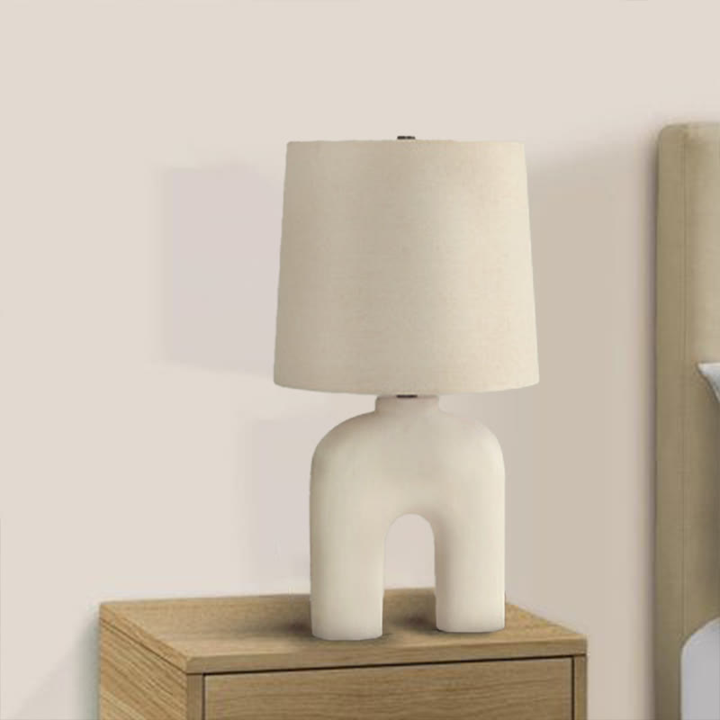 25" Modern Beige Resin Table Lamp