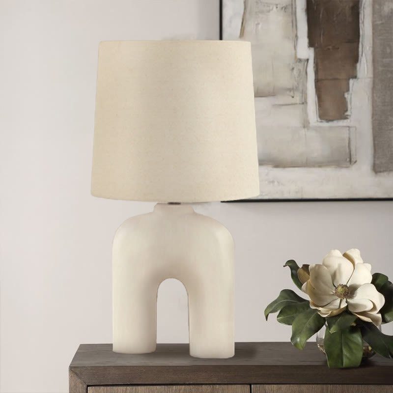 25" Modern Beige Resin Table Lamp