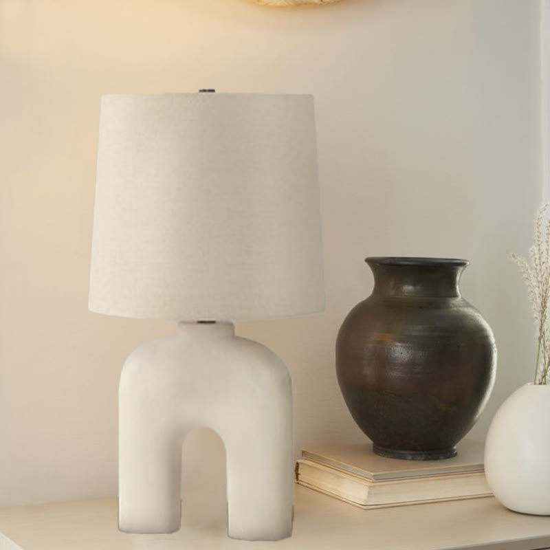 25" Modern Beige Resin Table Lamp