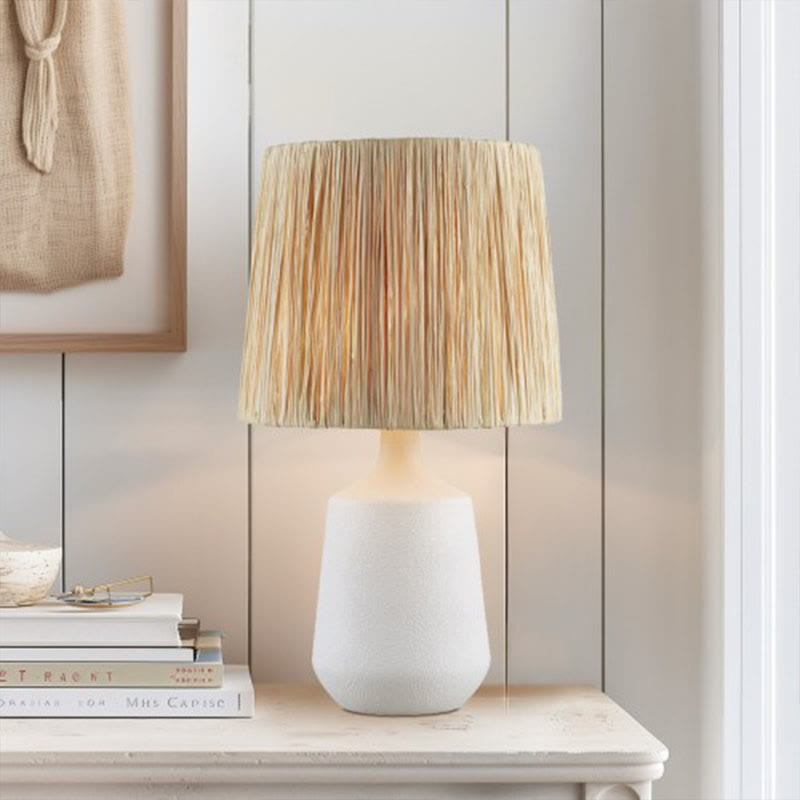 23" Ceramic White Bedside Table Lamp