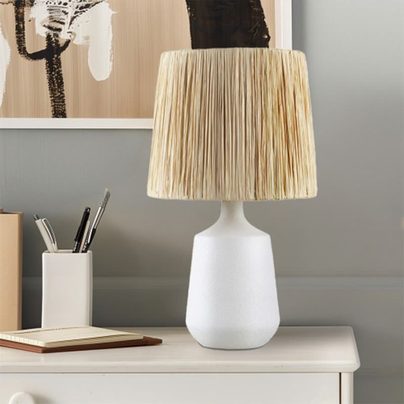 23" Ceramic White Bedside Table Lamp