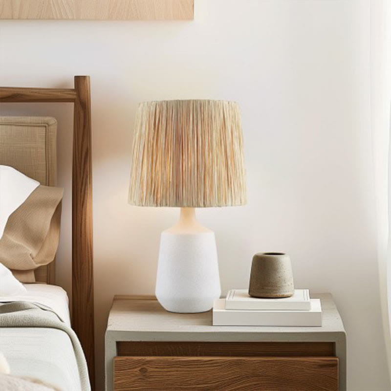 23" Ceramic White Bedside Table Lamp