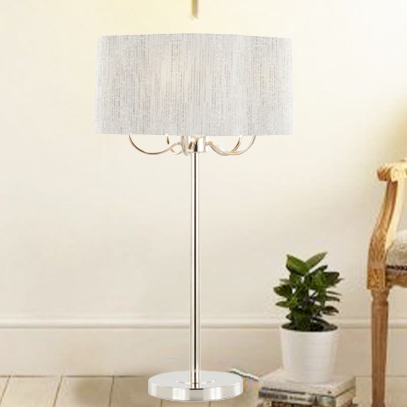 30" Metal Table Lamp With Grey Linen Shade