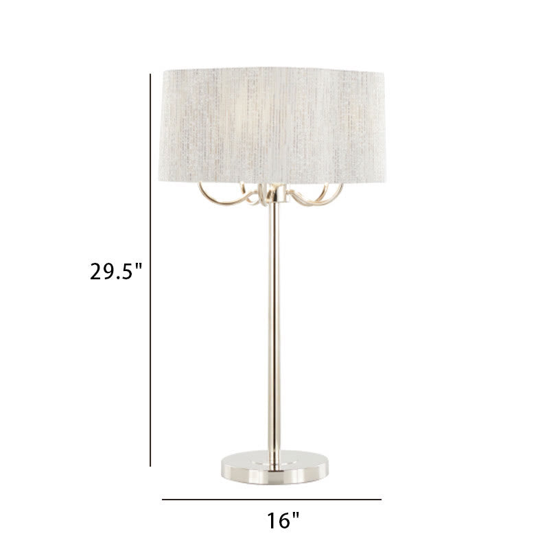 30" Metal Table Lamp With Grey Linen Shade