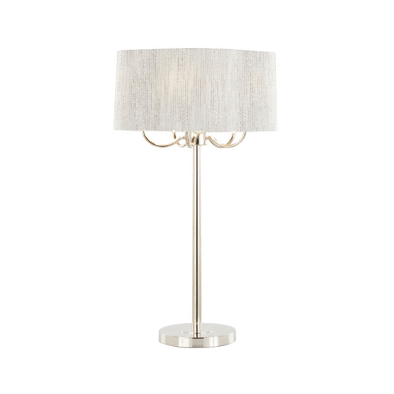 30" Metal Table Lamp With Grey Linen Shade