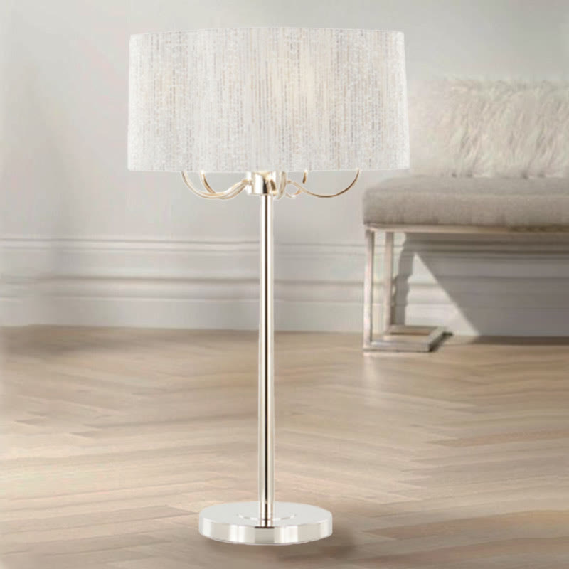 30" Metal Table Lamp With Grey Linen Shade