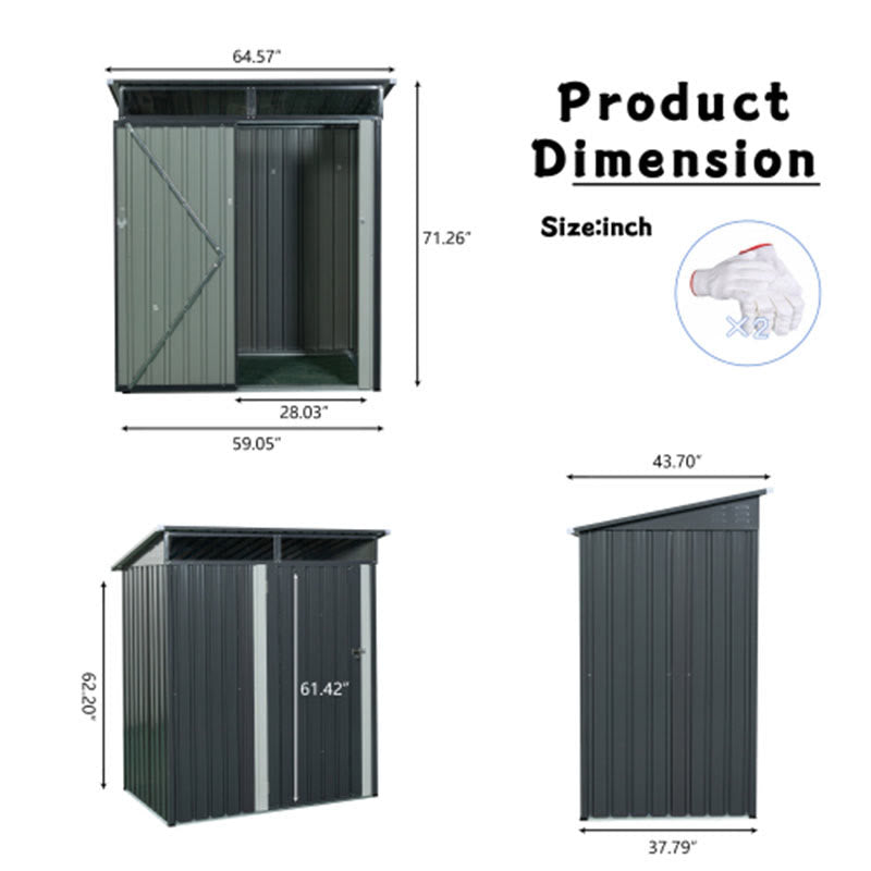 Outdoor Grey Metal Storage Shed