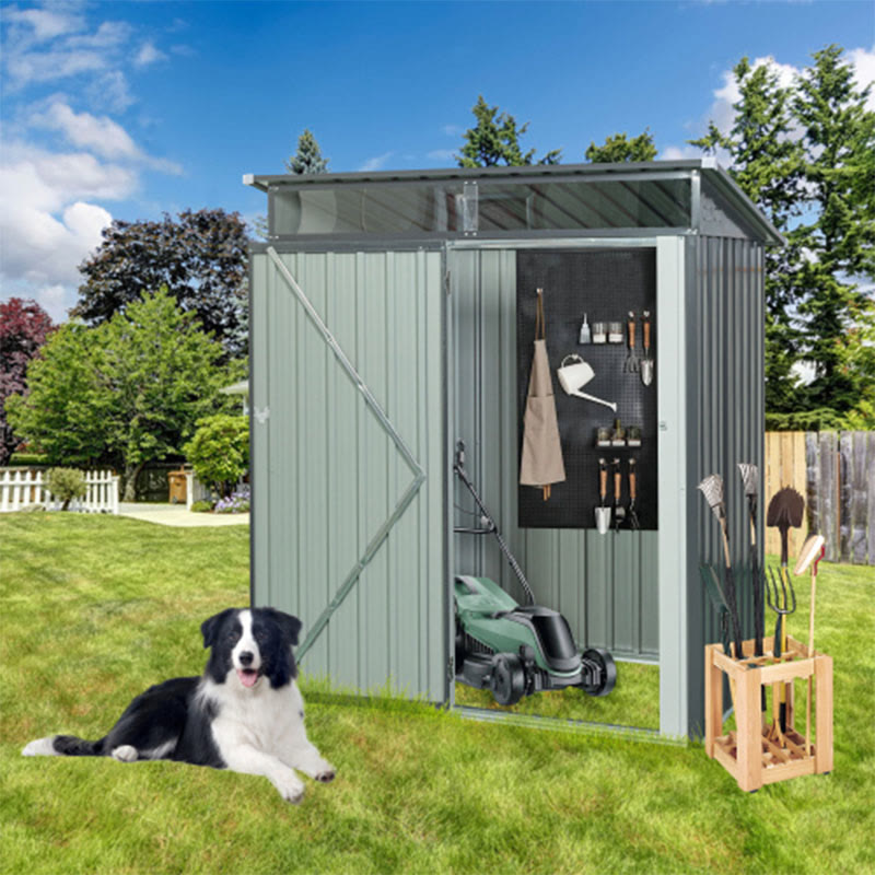Outdoor Grey Metal Storage Shed