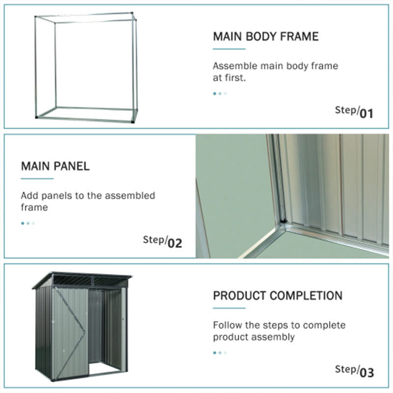 Outdoor Grey Metal Storage Shed - image 6