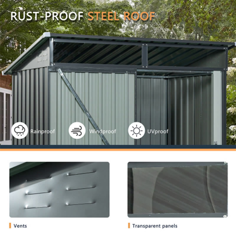 Outdoor Grey Metal Storage Shed