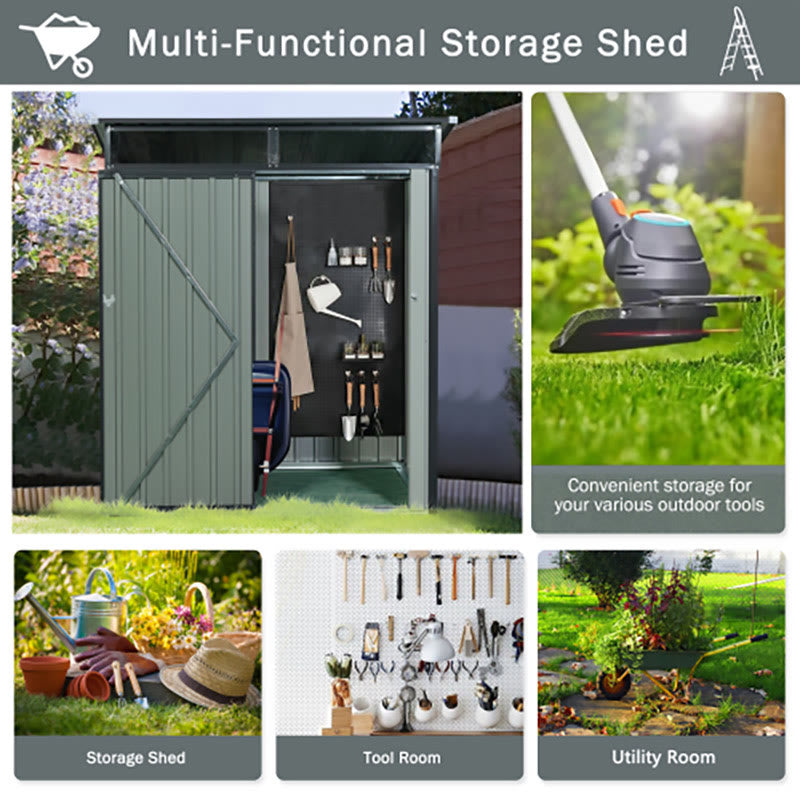 Outdoor Grey Metal Storage Shed