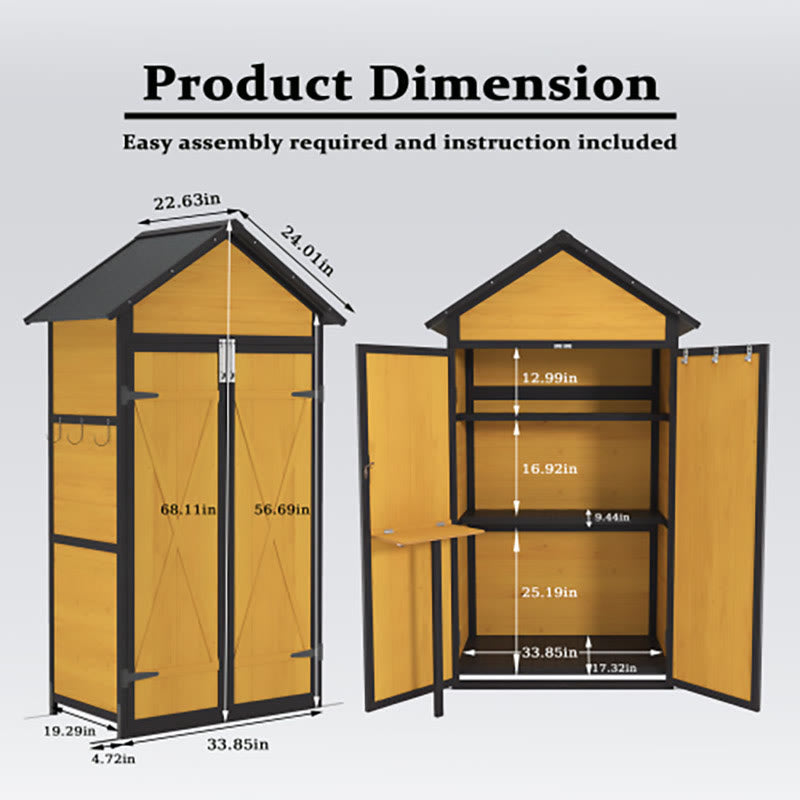 Outdoor Rainproof Roof Wooden Storage Shed