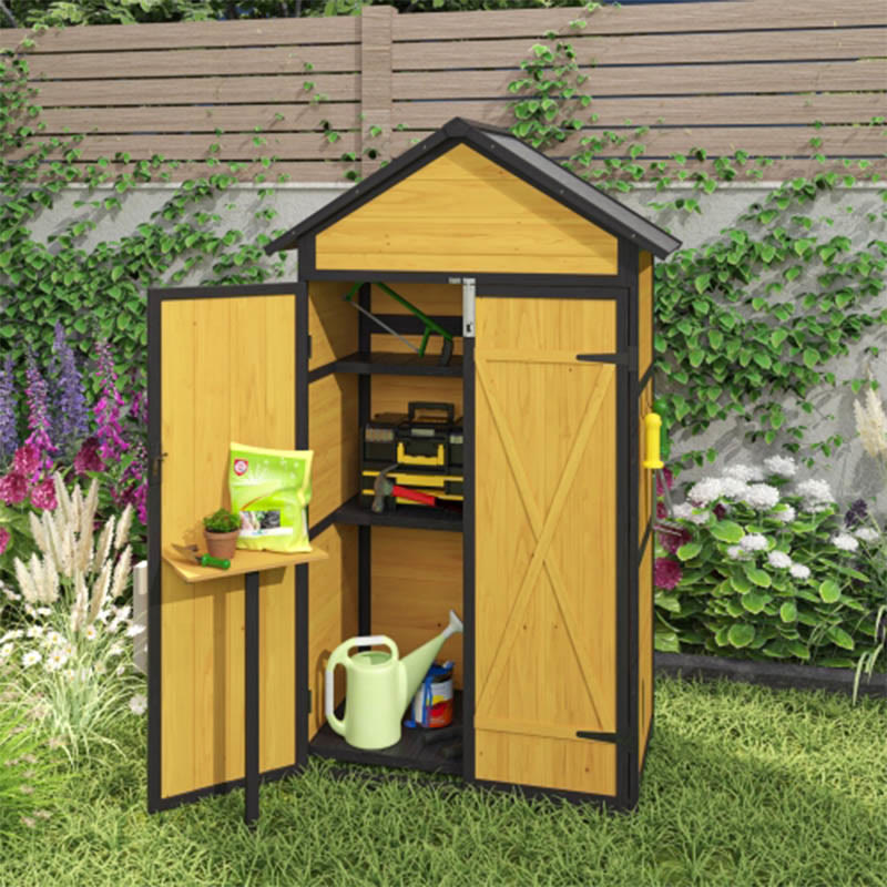Outdoor Rainproof Roof Wooden Storage Shed - 39.96"W x 23.23"L x 69.50"H - image 0