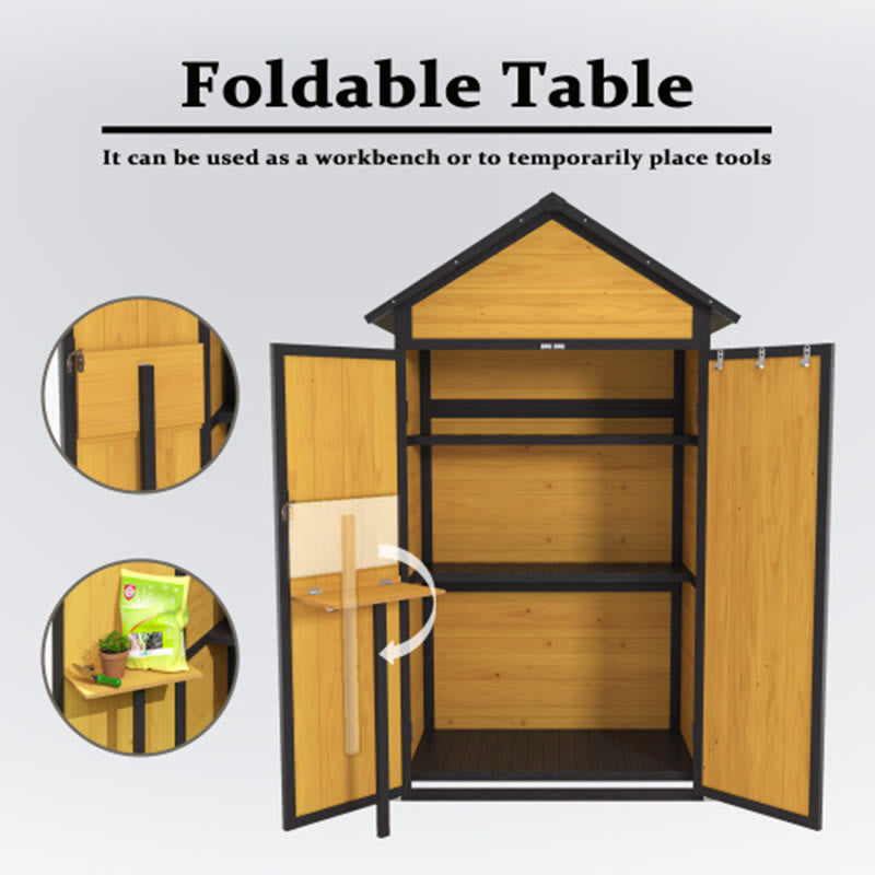 Outdoor Rainproof Roof Wooden Storage Shed - image 5