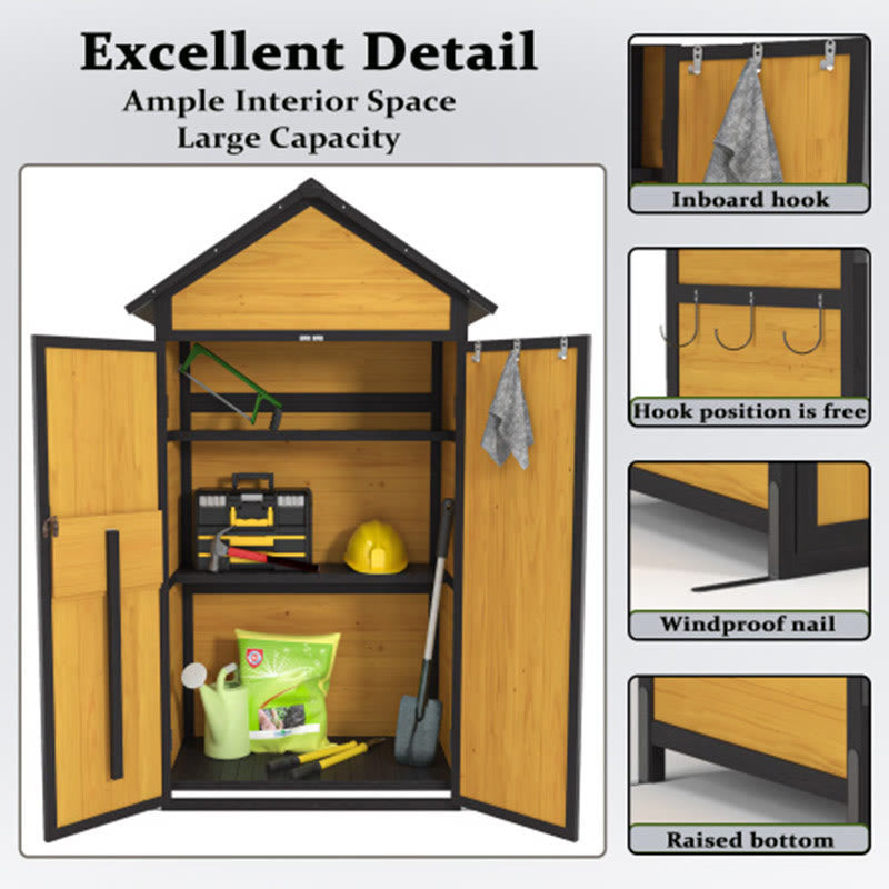 Outdoor Rainproof Roof Wooden Storage Shed - image 6