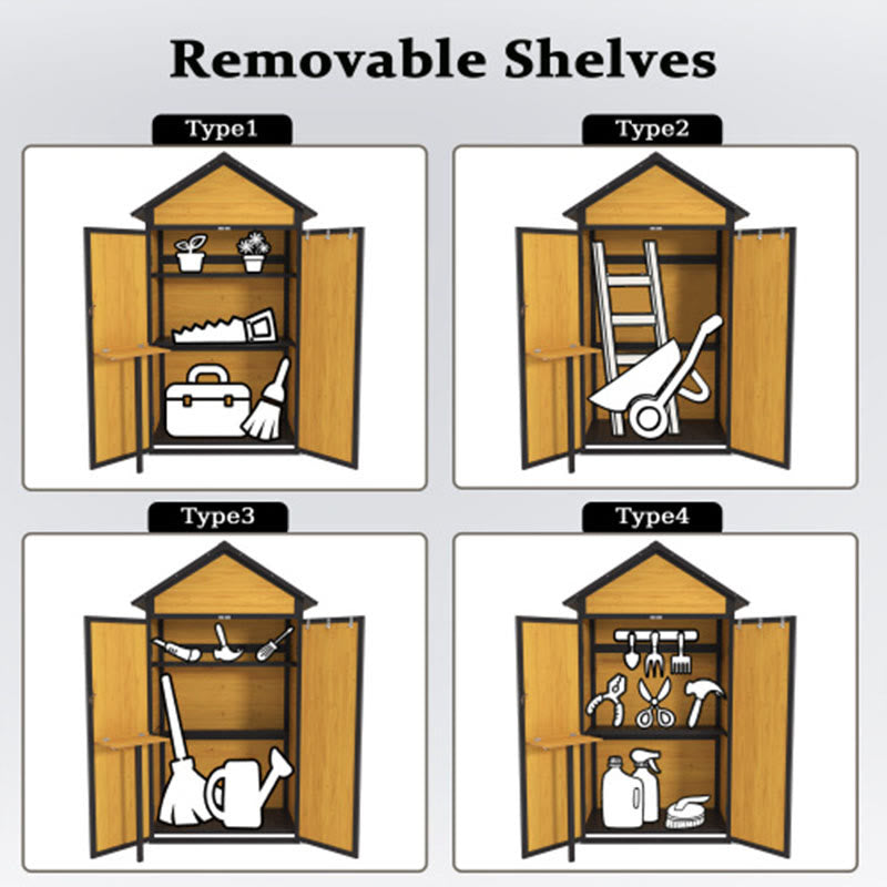 Outdoor Rainproof Roof Wooden Storage Shed - image 7