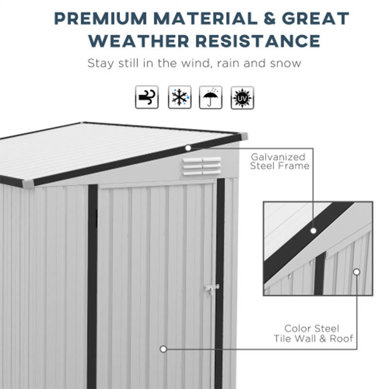 Metal Outdoor Sloping Roof Storage Shed With Lockable Door