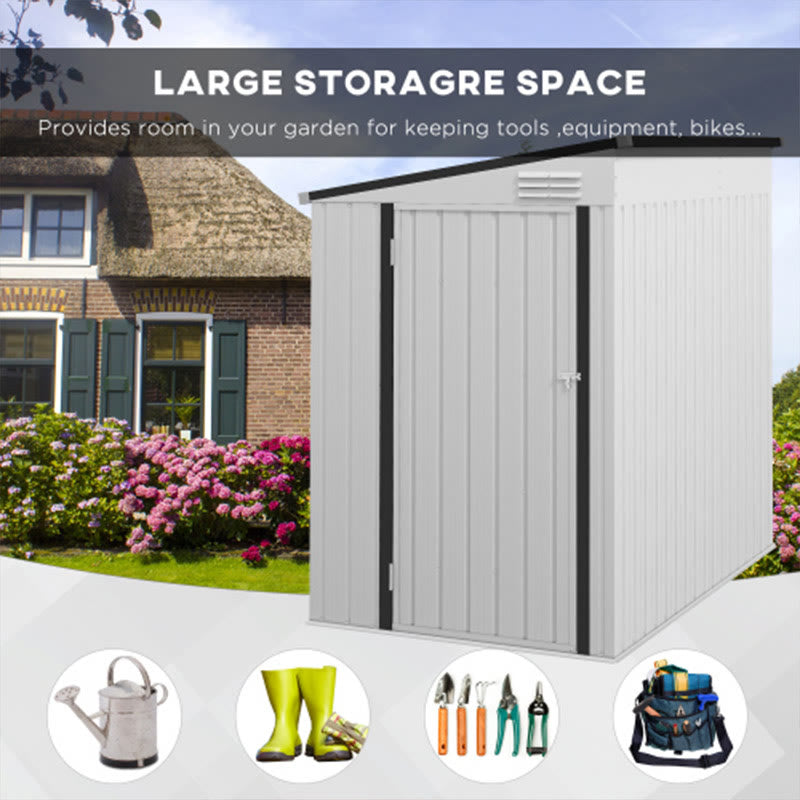 Metal Outdoor Sloping Roof Storage Shed With Lockable Door