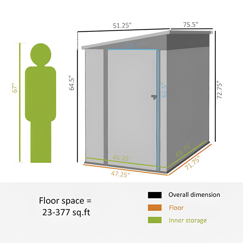 Metal Outdoor Sloping Roof Storage Shed With Lockable Door