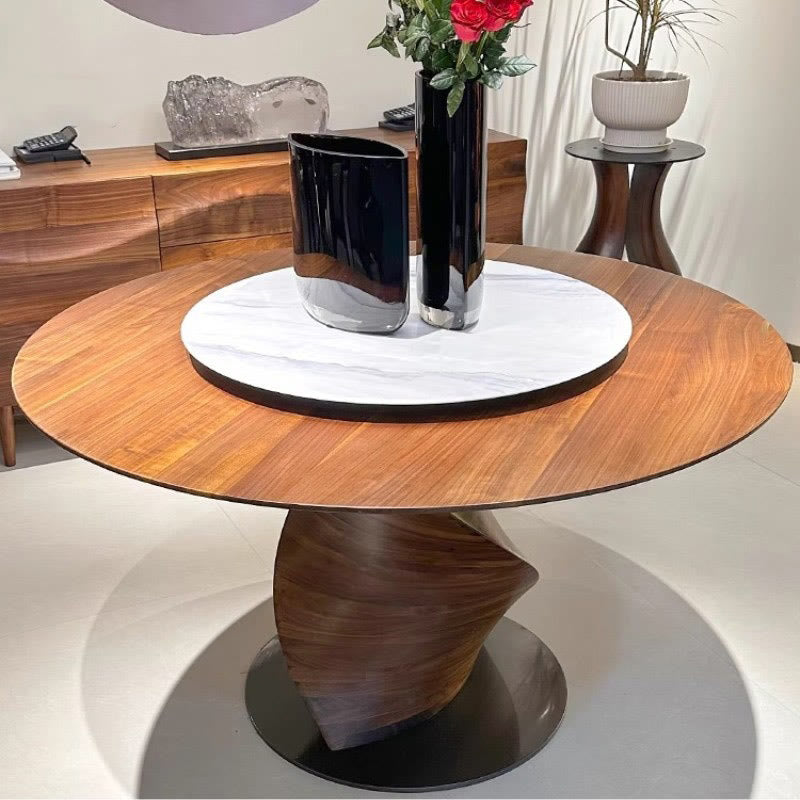 Walnut Shaped Design Round Dining Table