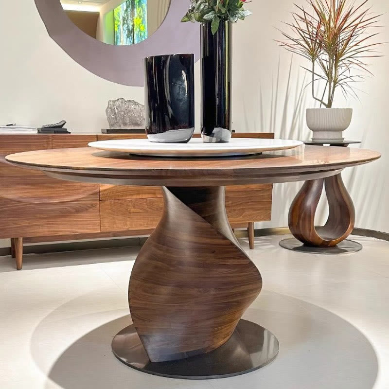 Walnut Shaped Design Round Dining Table