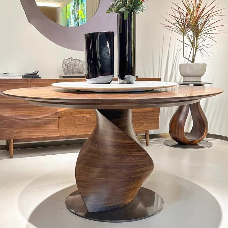 Walnut Shaped Design Round Dining Table