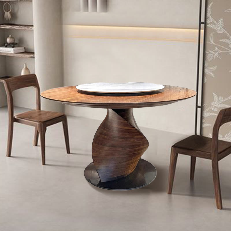 Walnut Shaped Design Round Dining Table