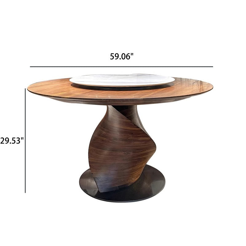 Walnut Shaped Design Round Dining Table