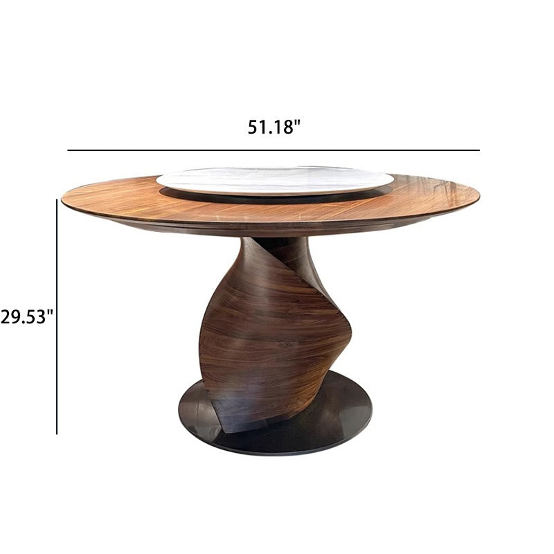 Walnut Shaped Design Round Dining Table