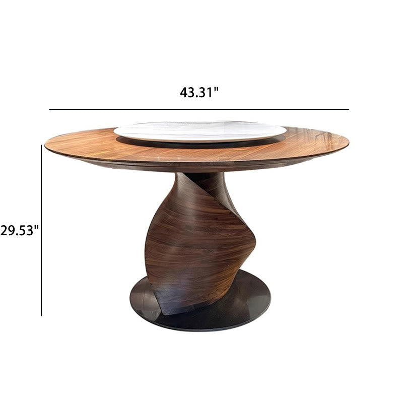 Walnut Shaped Design Round Dining Table