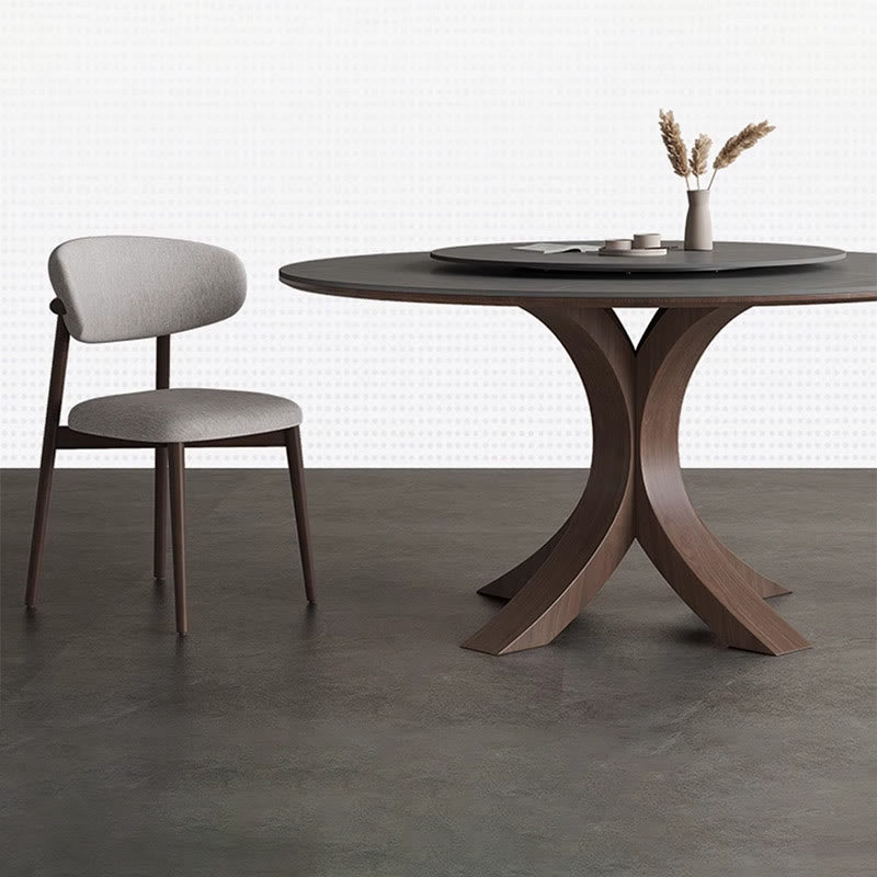 Round Ash Wood Slate Dining Table