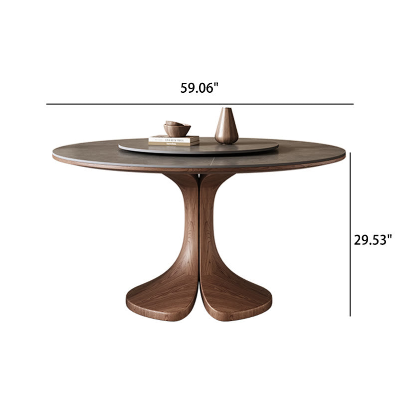 Walnut-modern Solid Wood Round Dining Table