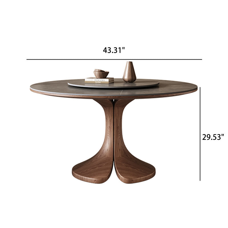 Walnut-modern Solid Wood Round Dining Table