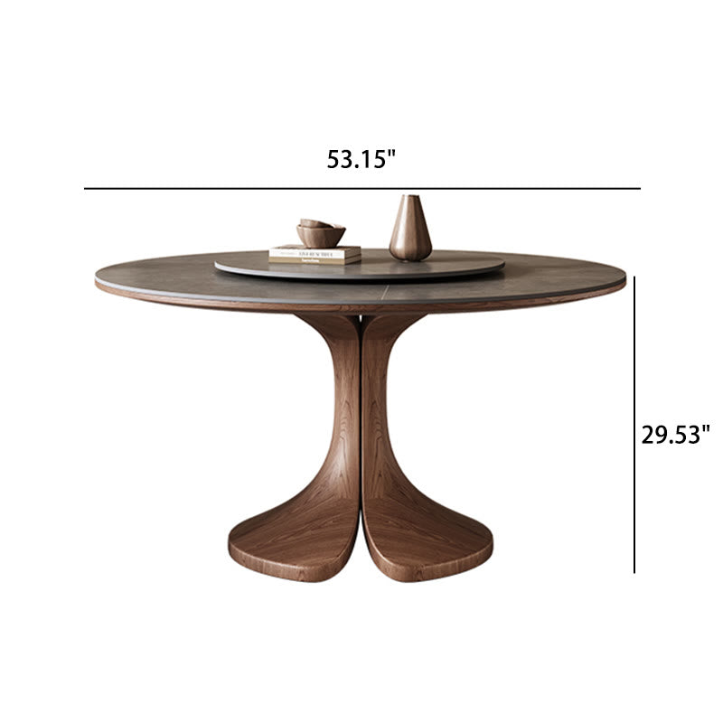 Walnut-modern Solid Wood Round Dining Table